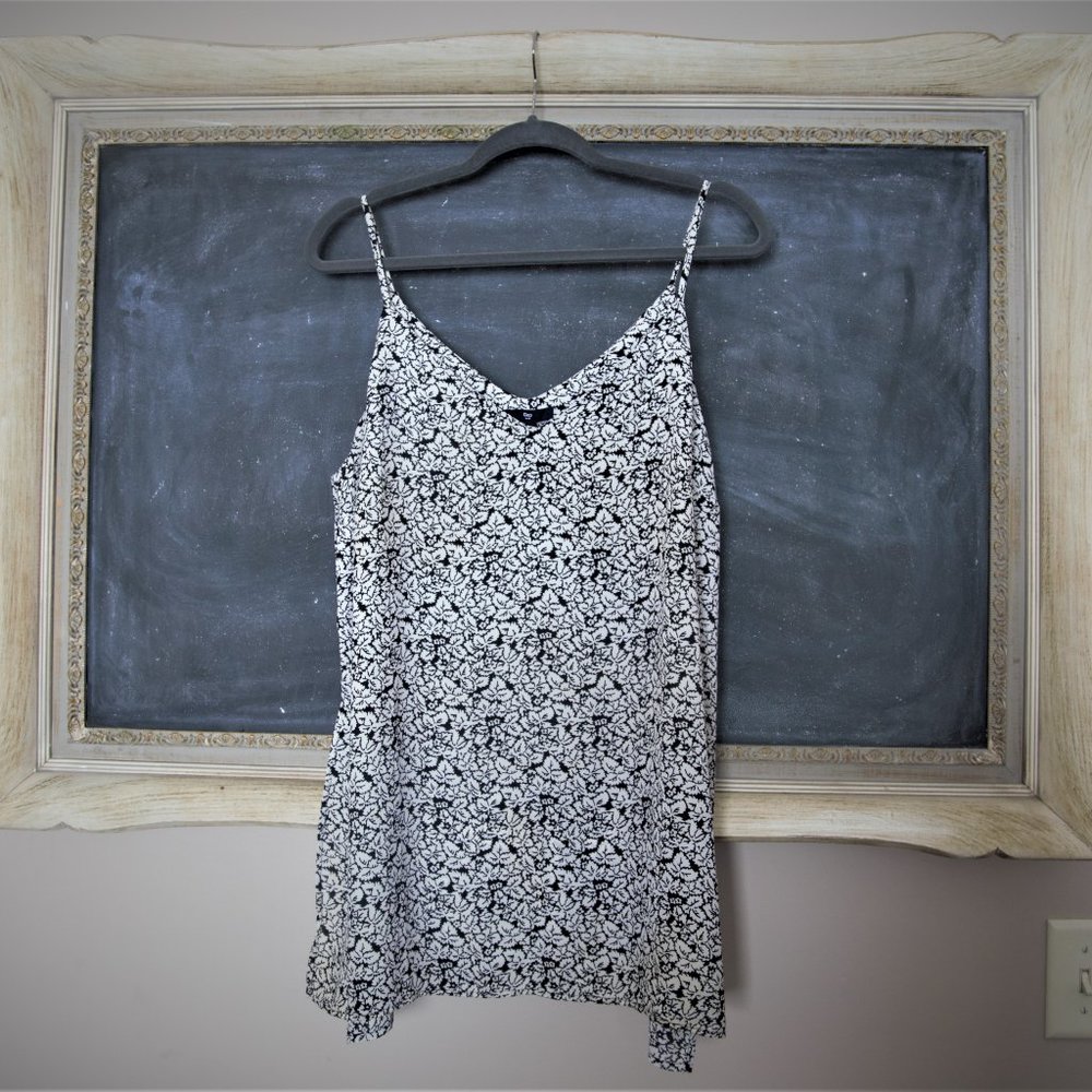 Gap Black & Cream Crepe V-neck Camisole